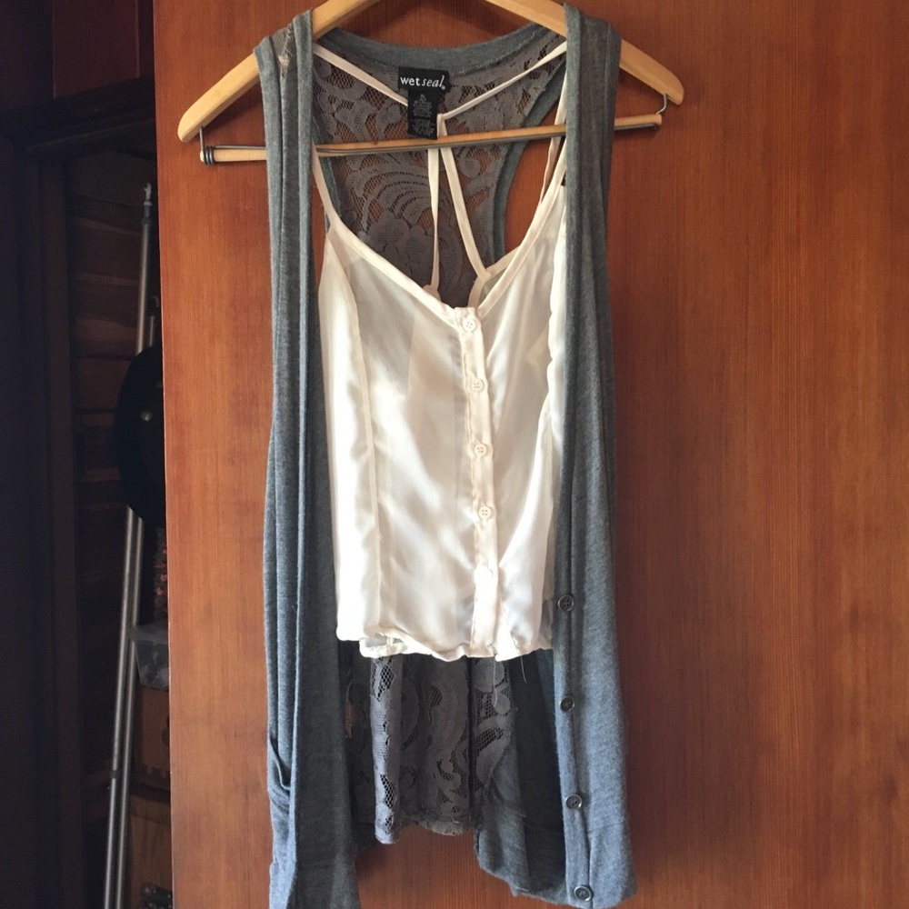 Grey Lace Cardigan
